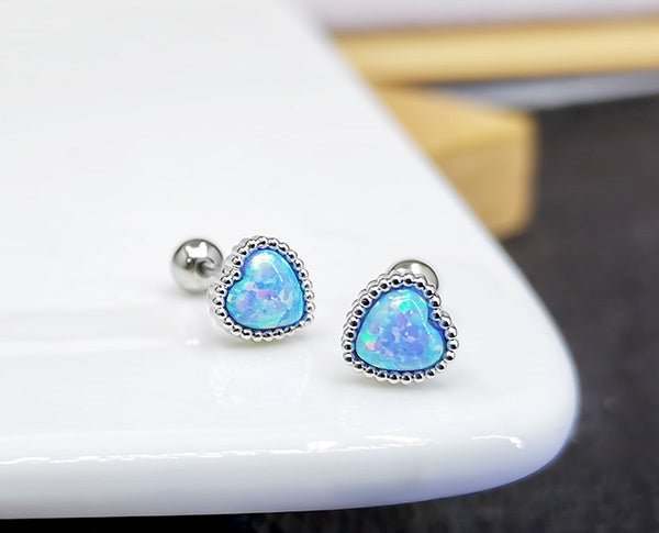 Titanium Earrings - Women's Turnbuckle Opal Studs-Jewearrings