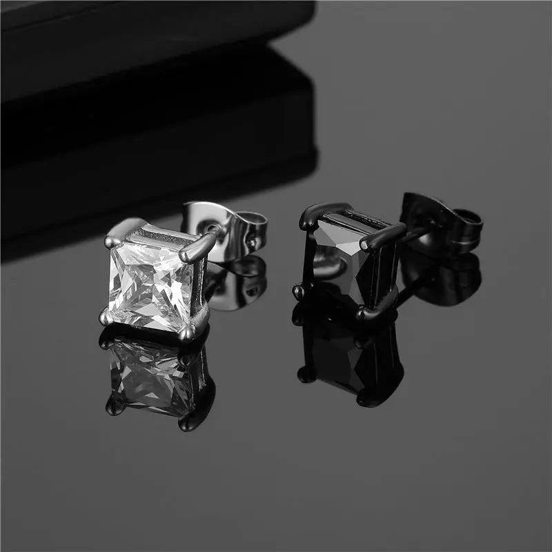 Titanium Earrings Zircon Stud-Jewearrings