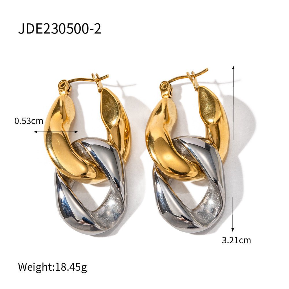 Titanium Exaggerated Chain Earrings-Jewearrings