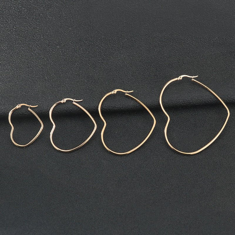 Titanium Heart Hoop Earrings-Jewearrings