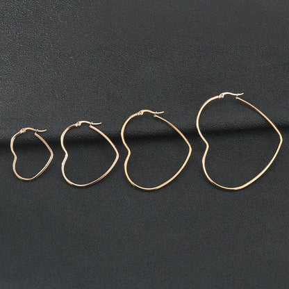 Titanium Heart Hoop Earrings-Jewearrings