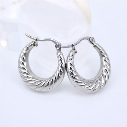 Titanium Hollow Round Earrings-Jewearrings