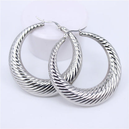 Titanium Hollow Round Earrings-Jewearrings