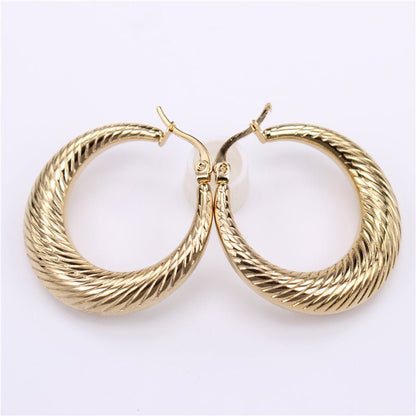 Titanium Hollow Round Earrings-Jewearrings