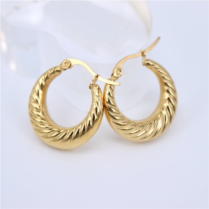 Titanium Hollow Round Earrings-Jewearrings