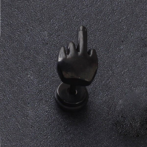 Titanium Middle Finger Earrings-Jewearrings