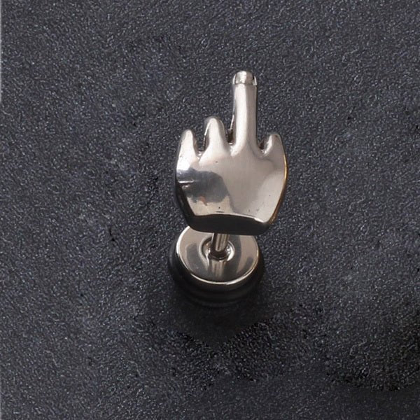 Titanium Middle Finger Earrings-Jewearrings