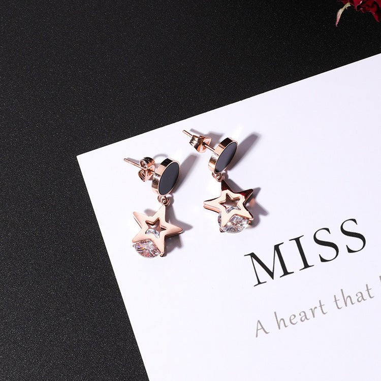 Titanium Star Stud Earrings-Jewearrings