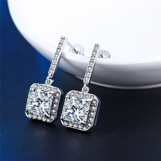 Top Quality Austrian Crystal Big Geomatric CZ Fashion Luxury Zircon Women Ear Stud Earrings Elegant Earring For Party-Jewearrings