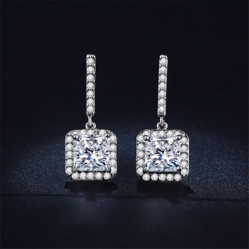 Top Quality Austrian Crystal Big Geomatric CZ Fashion Luxury Zircon Women Ear Stud Earrings Elegant Earring For Party-Jewearrings