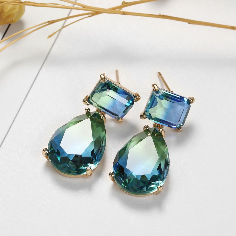 Tourmaline Creative Lake Blue Water Drop Pear Shape Earrings-Jewearrings