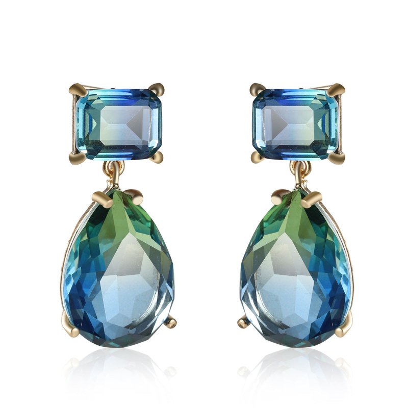 Tourmaline Creative Lake Blue Water Drop Pear Shape Earrings-Jewearrings