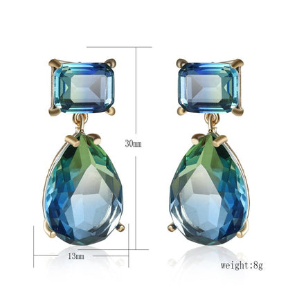 Tourmaline Creative Lake Blue Water Drop Pear Shape Earrings-Jewearrings