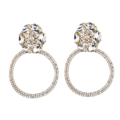 Trendy Circle Net Red High-grade Temperament Big Diamond Earrings-Jewearrings