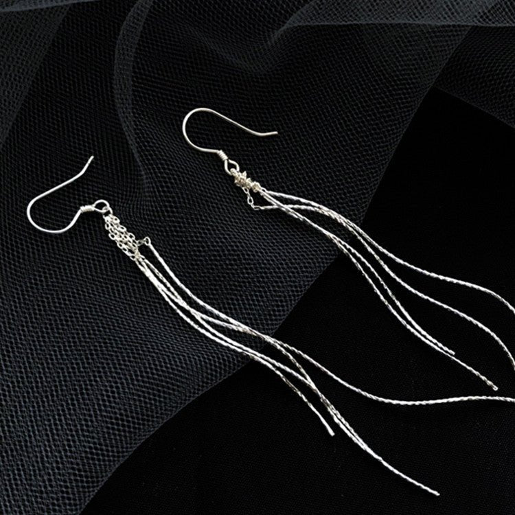 Trendy Long Sterling Silver High-end Tassel Earrings-Jewearrings