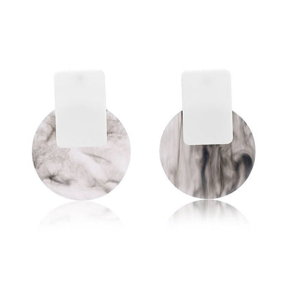 Trendy Marble Pattern Acrylic Stud Earrings-Jewearrings