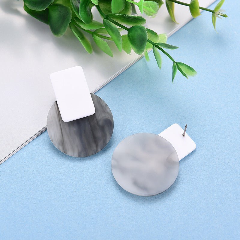 Trendy Marble Pattern Acrylic Stud Earrings-Jewearrings