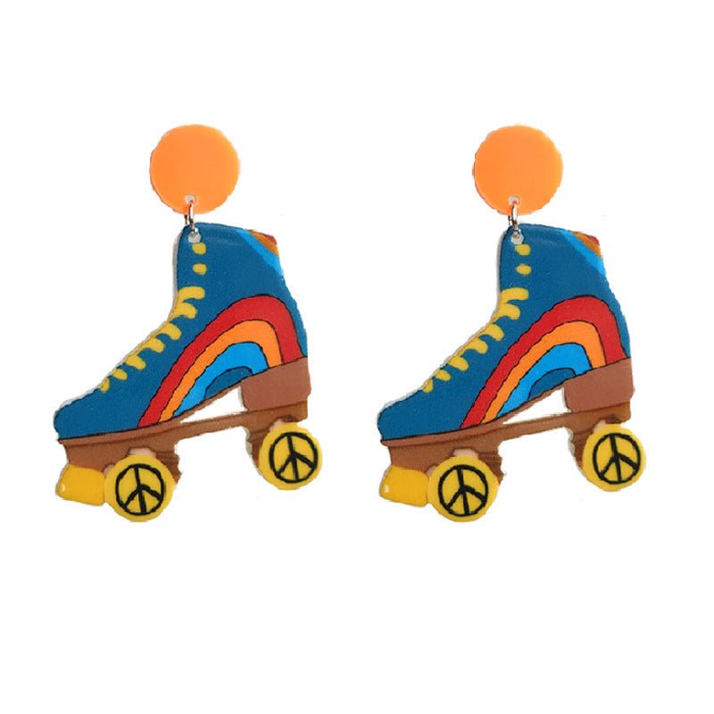 Trendy Retro Roller Skates Acrylic Earrings-Jewearrings