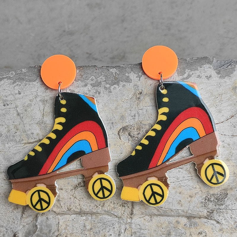 Trendy Retro Roller Skates Acrylic Earrings-Jewearrings