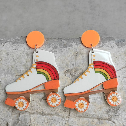 Trendy Retro Roller Skates Acrylic Earrings-Jewearrings