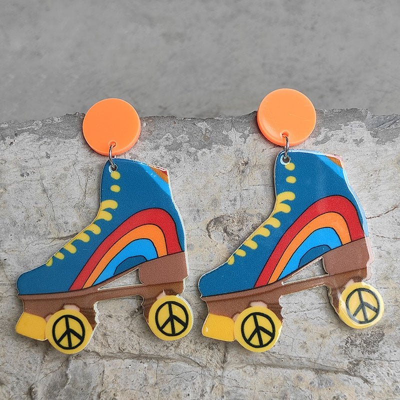 Trendy Retro Roller Skates Acrylic Earrings-Jewearrings