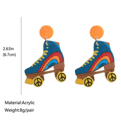 Trendy Retro Roller Skates Acrylic Earrings-Jewearrings