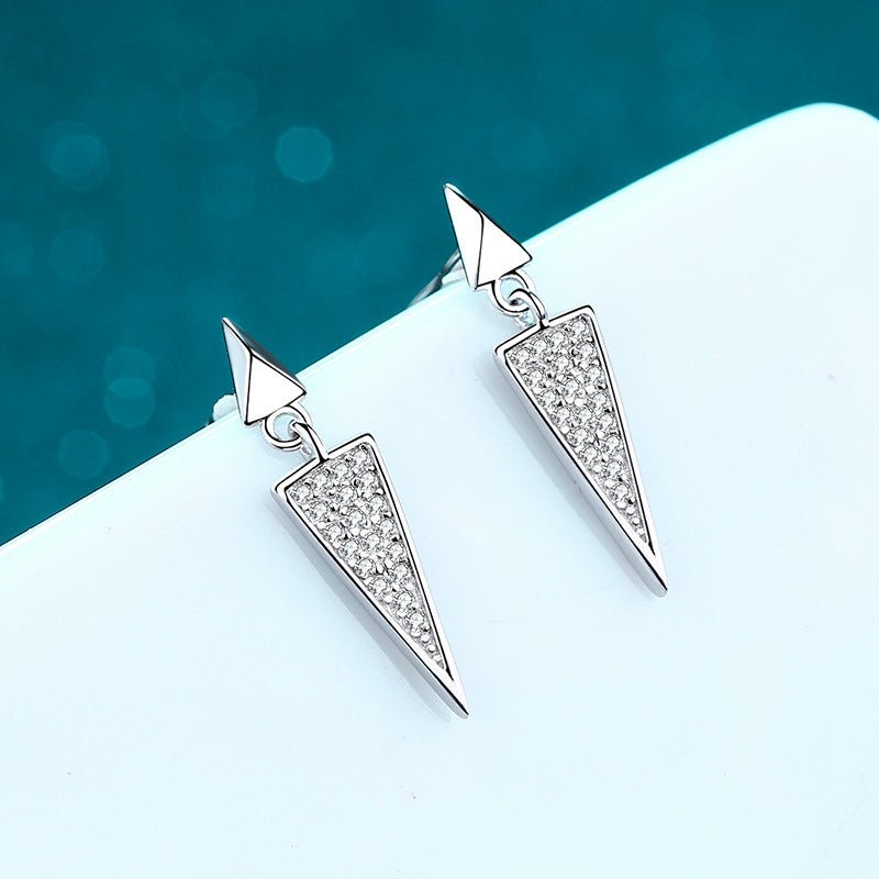 Triangle Stud Earrings Mossan Diamond Full Set-Jewearrings