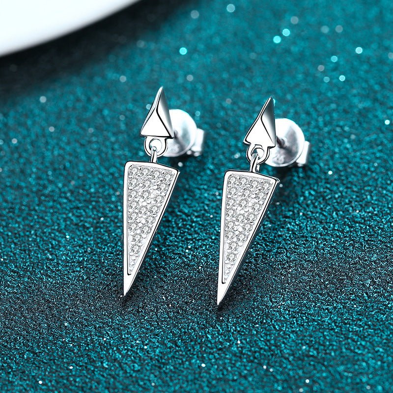 Triangle Stud Earrings Mossan Diamond Full Set-Jewearrings