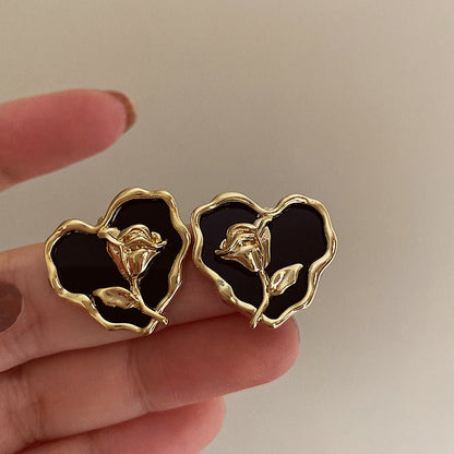 Tulip Vintage Wave Edge Love Flower Stud Earrings-Jewearrings