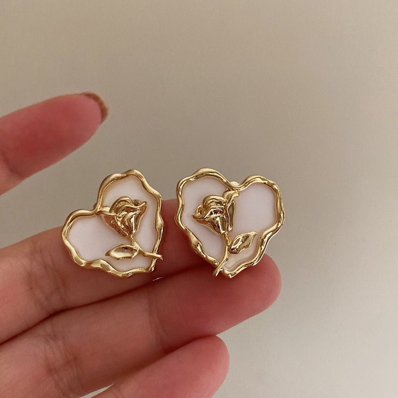 Tulip Vintage Wave Edge Love Flower Stud Earrings-Jewearrings