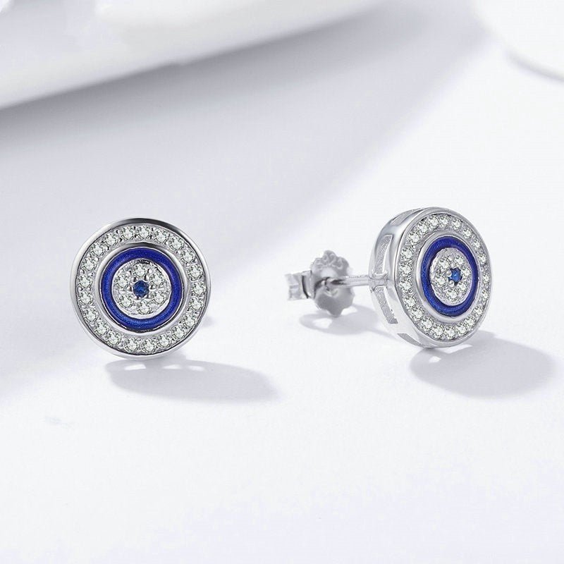 Turkish blue eyes s925 sterling silver earrings-Jewearrings