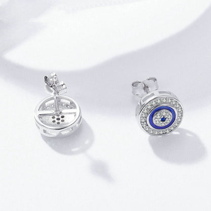 Turkish blue eyes s925 sterling silver earrings-Jewearrings