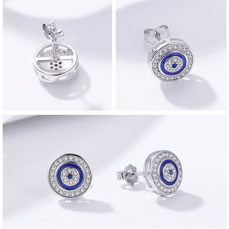 Turkish blue eyes s925 sterling silver earrings-Jewearrings