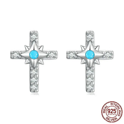 Turquoise Cross Stud Jewelry Set-Jewearrings