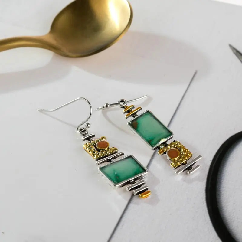 Turquoise Dichroic Earrings-Jewearrings