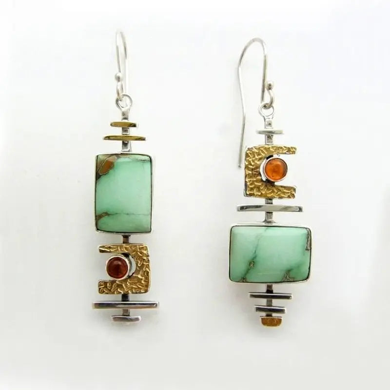 Turquoise Dichroic Earrings-Jewearrings