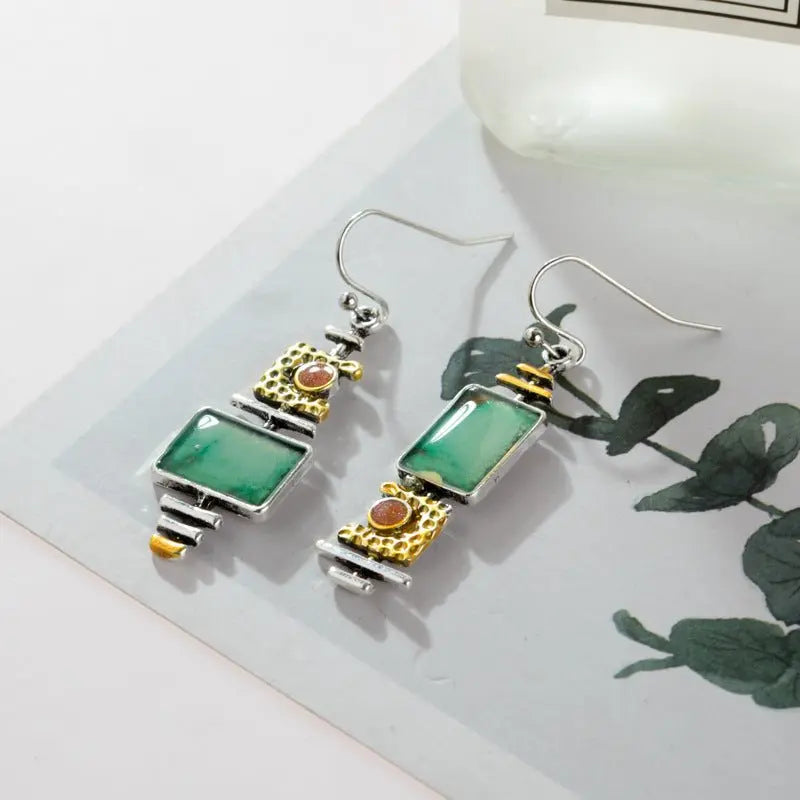 Turquoise Dichroic Earrings-Jewearrings