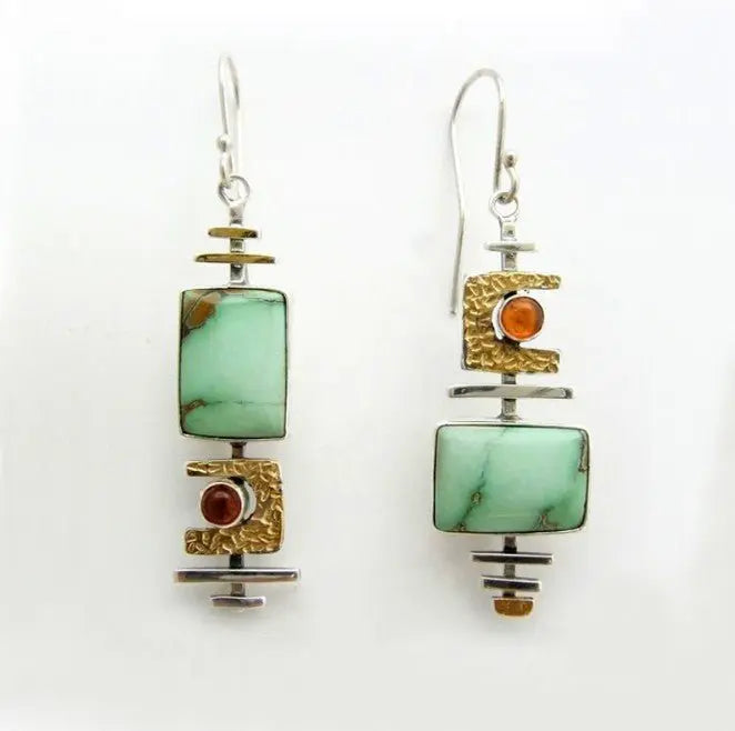 Turquoise Dichroic Earrings-Jewearrings