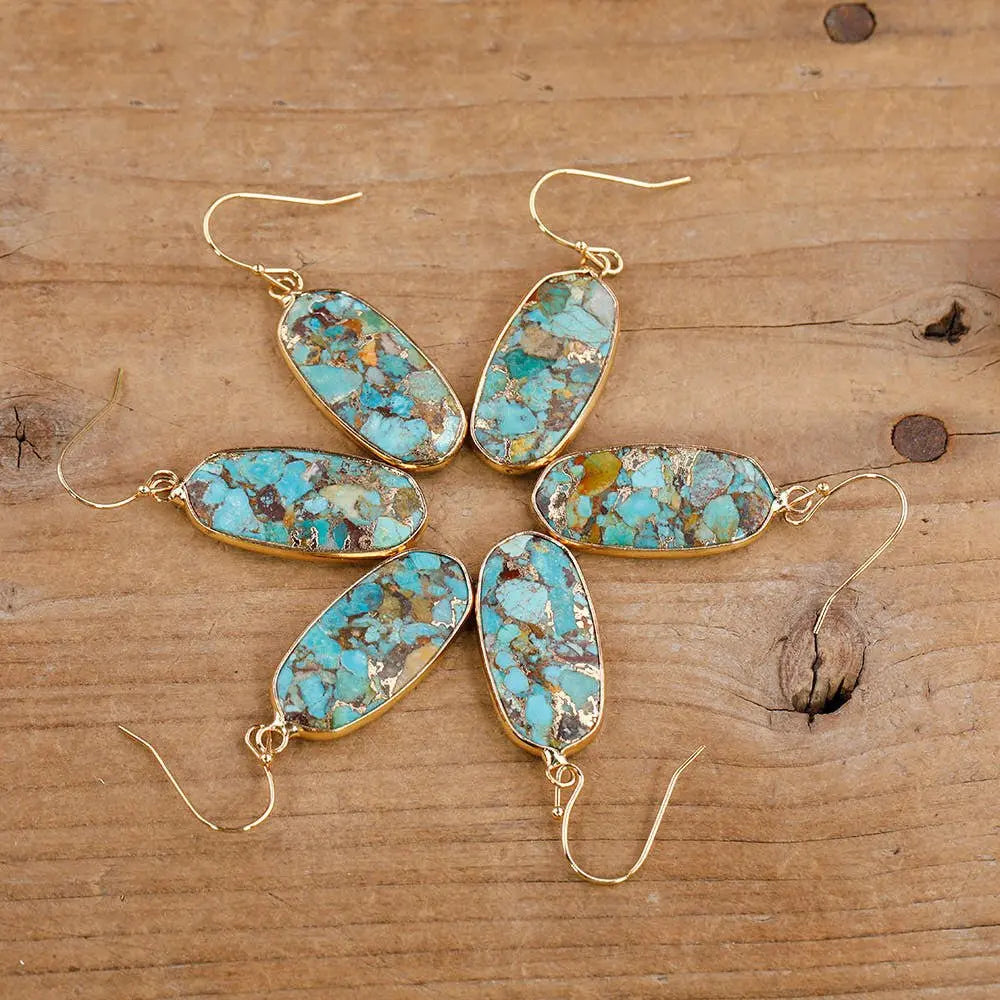 Turquoise Drop Earrings Round-Jewearrings