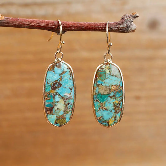 Turquoise Drop Earrings Round-Jewearrings