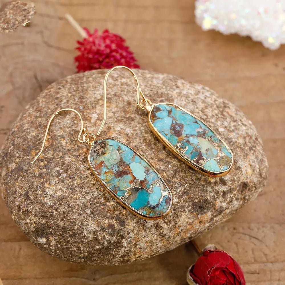 Turquoise Drop Earrings Round-Jewearrings