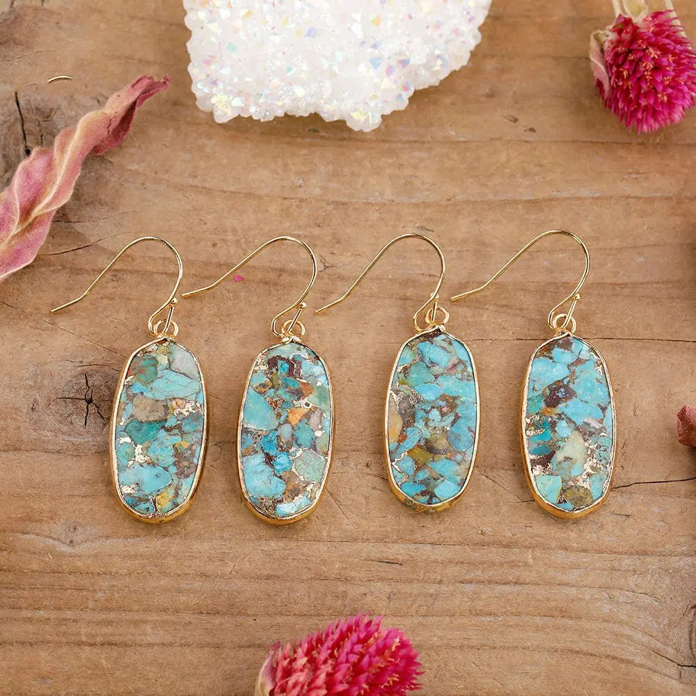 Turquoise Drop Earrings Round-Jewearrings