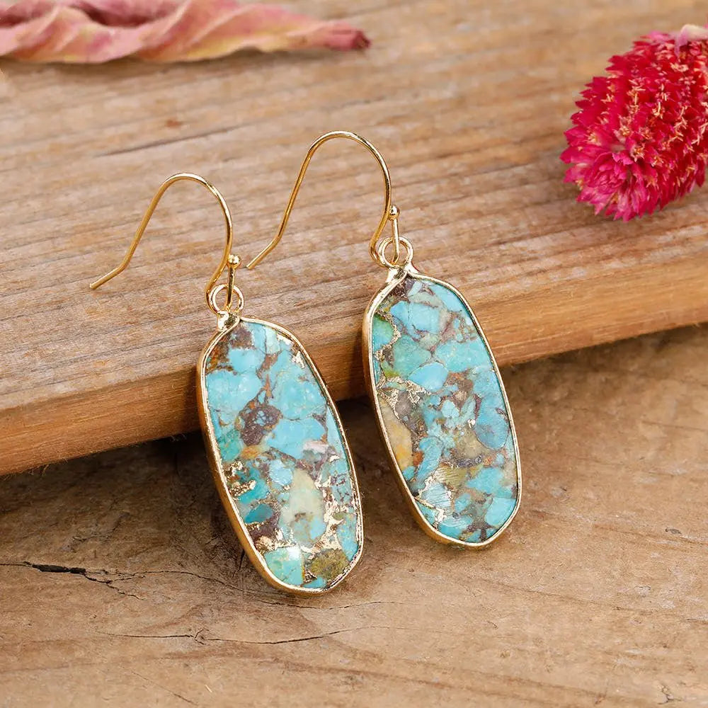 Turquoise Drop Earrings Round-Jewearrings