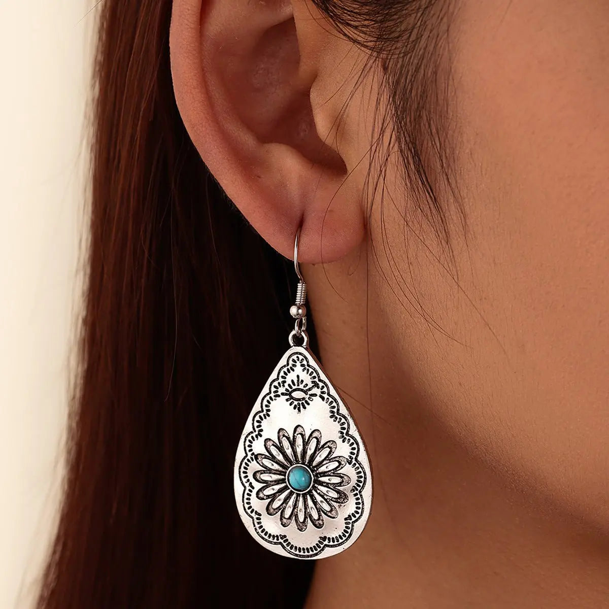 Turquoise Drop-shaped Earrings-Jewearrings