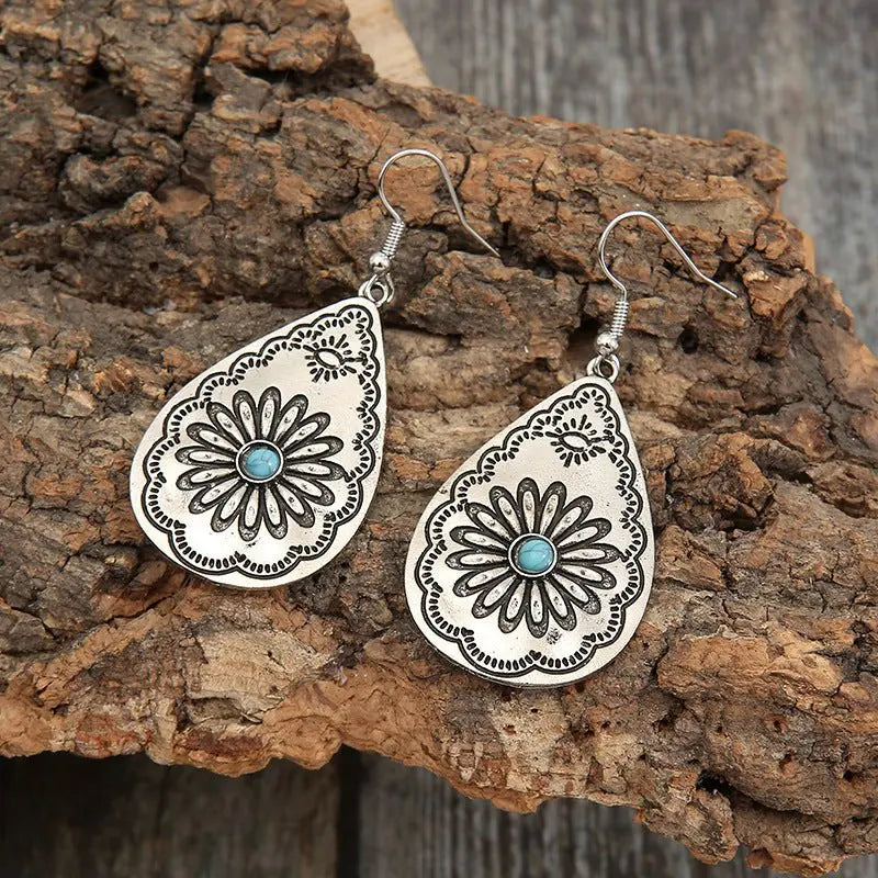 Turquoise Drop-shaped Earrings-Jewearrings