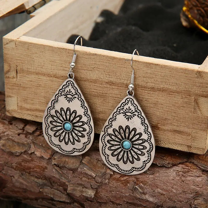 Turquoise Drop-shaped Earrings-Jewearrings