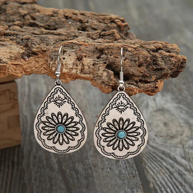 Turquoise Drop-shaped Earrings-Jewearrings