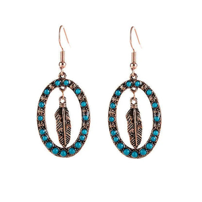 Turquoise Earrings Antique Silver Exaggerated Earrings-Jewearrings