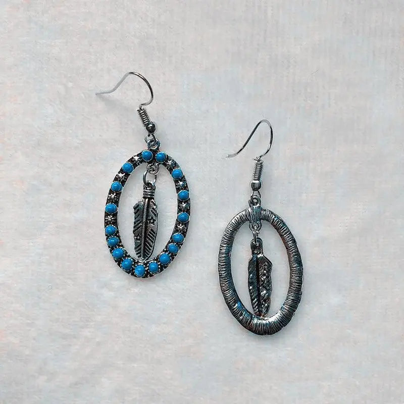 Turquoise Earrings Antique Silver Exaggerated Earrings-Jewearrings