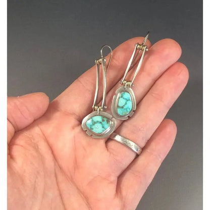 Turquoise Earrings Asymmetric Natural Gemstone Earrings-Jewearrings